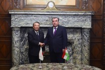 لقاء رئيس جمهورية طاجيكستان إمام على رحمان  مع رئيس مجلس النواب في البرلمان الياباني ، تاديبان أوشيما
