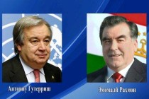 رئيس جمهورية طاجيكستان، إمام على رحمان يتلقى رسالة تهنئة من الأمين العام للأمم المتحدة أنطونيو غوتيريس