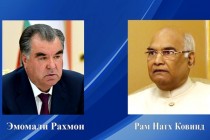 رئيس جمهورية طاجيكستان امام علي رحمان يعزي رئيس جمهورية الهند رام ناث كوفيند