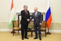لقاء رئيس جمهورية طاجيكستان امام علي رحمان مع رئيس روسيا الاتحادية فلاديمير بوتين