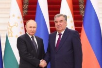 رئيس جمهورية طاجيكستان امام علي رحمان يلتقي مع رئيس روسيا الاتحادية فلاديمير بوتين