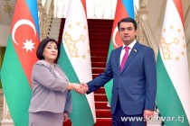 لقاء رئيس المجلس الوطني للمحلس العلي لجمهورية طاجيكستان رستم إمام علي مع رئيس الجمعية الوطنية لجمهورية أذربيجان صاحبة غفوروفا