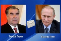 رسالة تهنئة من رئيس جمهورية طاجيكستان إمام علي رحمان إلى رئيس الاتحاد الروسي فلاديمير بوتين