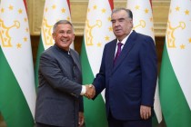 رئيس جمهورية طاجيكستان إمام علي رحمان يجتمع مع  رئيس جمهورية تتارستان رستم مينيخانوف