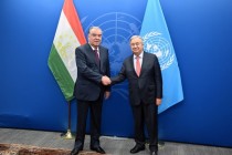 لقاء رئيس جمهورية طاجيكستان، إمام على رحمان مع الأمين العام للأمم المتحدة أنطونيو غوتيريس