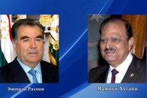 تبادل پیام های تبریک امامعلی رحمان، رئیس جمهوری تاجیکستان  و ممنون حسین، رئیس جمهوری اسلامی پاکستان