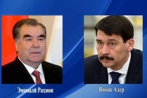 تبادل پیام های تبریک امامعلی رحمان، رئیس جمهوری تاجیکستان و یانوش آدر، رئیس جمهور مجارستان