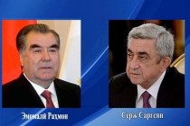 تبادل پیام های تبریک امامعلی رحمان، رئیس جمهوری تاجیکستان و سرژ سارگیسیان، رئیس جمهوری ارمنستان