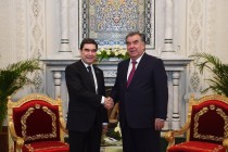 ملاقات امامعلی رحمان، رئیس جمهوری تاجیکستان با قربانقلی بردی محمدوف، رئیس جمهوری ترکمنستان