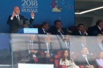 پیشوای ملت امامعلی رحمان، رئیس جمهوری تاجیکستان در مراسم افتتاح جام جهان فوتبال-2018 در شهر مسکو شرکت کردند