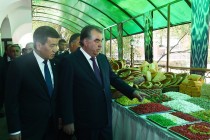 بازدید سران کشورهای تاجیکستان و قرقیزستان از نمایشگاه دستاوردهای ساکنان شهر اسفره