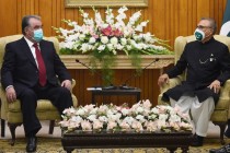 امامعلی رحمان، رئیس جمهور جمهوری تاجیکستان با عارف علوی، رئیس جمهوری اسلامی پاکستان دیدار کردند