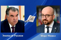 امامعلی رحمان، رئیس جمهور جمهوری تاجیکستان با چارلز میشل، رئیس شورای اروپا گفتگوی تلفنی انجام دادند