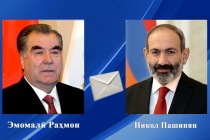 تبادل پیام های تبریک امامعلی رحمان، رئیس جمهور جمهوری تاجیکستان و نیکول پاشینیان، نخست وزیر جمهوری ارمنستان