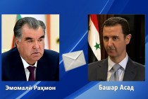 امامعلی رحمان، رئیس جمهور جمهوری تاجیکستان به بشار اسد، رئیس جمهور جمهوری سوریه پیام تسلیت ارسال کردند