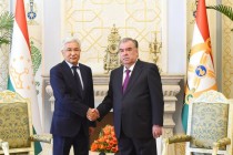 امامعلی رحمان، رئیس جمهور جمهوری تاجیکستان با ایمانقلی تاسماگامبتوف، دبیرکل سازمان پیمان امنیت جمعی دیدار و گفتگو کردند