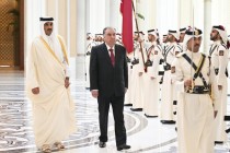 مراسم استقبال رسمی از امامعلی رحمان، رئیس جمهور جمهوری تاجیکستان در کاخ امارات کشور قطر برگزار شد
