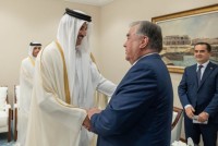 امامعلی رحمان، رئیس جمهور جمهوری تاجیکستان با شیخ تمیم بن حمد آل ثانی، امیر قطر دیدار و گفتگو کرد