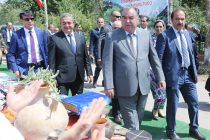 Президент страны Эмомали Рахмон ознакомился с выставкой достижений жителей селений Сари Хосор Бальджувонского района