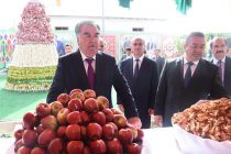 Лидер нации Эмомали Рахмон посетил выставку промышленной и сельскохозяйственной продукции в селении Шахринав Муминабадского района
