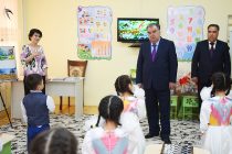 Лидер нации Эмомали Рахмон сдал в эксплуатацию частный детский сад «Укобча» в Бободжон Гафуровском районе