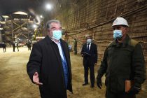 Президент страны Эмомали Рахмон ознакомился с ходом строительных работ в тоннеле четвертого яруса (СТ-4) Рогунской ГЭС