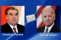 Обмен поздравительными телеграммами между Президентом Республики Таджикистан Эмомали Рахмоном и Президентом Соединенных Штатов Америки Джозефом Байденом