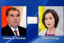 Президент Республики Таджикистан Эмомали Рахмон направил поздравительную телеграмму Избранному Президенту Республики Молдова Майе Санду