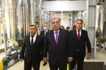 Президент страны Эмомали Рахмон открыл цех по производству растительного масла ООО «Хубджам-Инвест» в Бабаджан Гафуровском районе