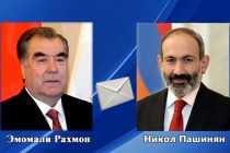 Президент Республики Таджикистан Эмомали Рахмон направил поздравительную телеграмму Премьер-министру Республики Армения Николу Пашиняну