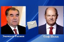 Президент Республики Таджикистан Эмомали Рахмон направил поздравительную телеграмму Федеральному канцлеру Федеративной Республики Германия Олафу Шольцу