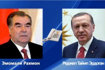 Президент Республики Таджикистан Эмомали Рахмон провёл телефонный разговор с Президентом Турецкой Республики Реджепом Тайипом Эрдоганом
