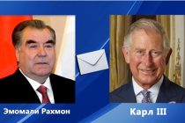 Президент Республики Таджикистан Эмомали Рахмон направил поздравительную телеграмму Королю Соединённого Королевства Великобритании и Северной Ирландии Карлу III