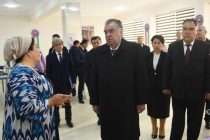 Президент Таджикистана Эмомали Рахмон в Гулистоне сдал в эксплуатацию швейный цех «Махина»