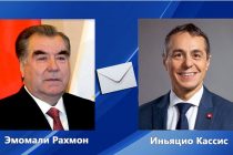 Президент Республики Таджикистан Эмомали Рахмон направил поздравительную телеграмму Президенту Швейцарской Конфедерации Иньяцио Кассису