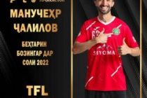ФУТБОЛ. Лучшим игроком в 2022 году признан Манучехр Джалилов из команды «Истиклол» города Душанбе