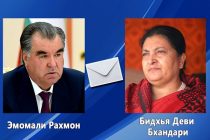 Президент Республики Таджикистан Эмомали Рахмон направил телеграмму соболезнования Президенту Непала Бидхья Деви Бхандари