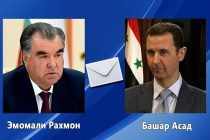 Президент Республики Таджикистан Эмомали Рахмон направил телеграмму соболезнования Президенту Сирийской Арабской Республики Башару Асаду
