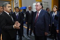 Президент Таджикистана Эмомали Рахмон в Дарвазском районе сдал в эксплуатацию предприятие по производству сухих строительных смесей и красок ООО «Шимшо»