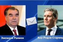 Президент Республики Таджикистан Эмомали Рахмон направил поздравительную телеграмму Премьер-министру Соединенного Королевства Великобритании и Северной Ирландии Киру Родни Стармеру