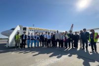 Самолёт, выполняющий рейс «Душанбе — Минск», встретили традиционной церемонией